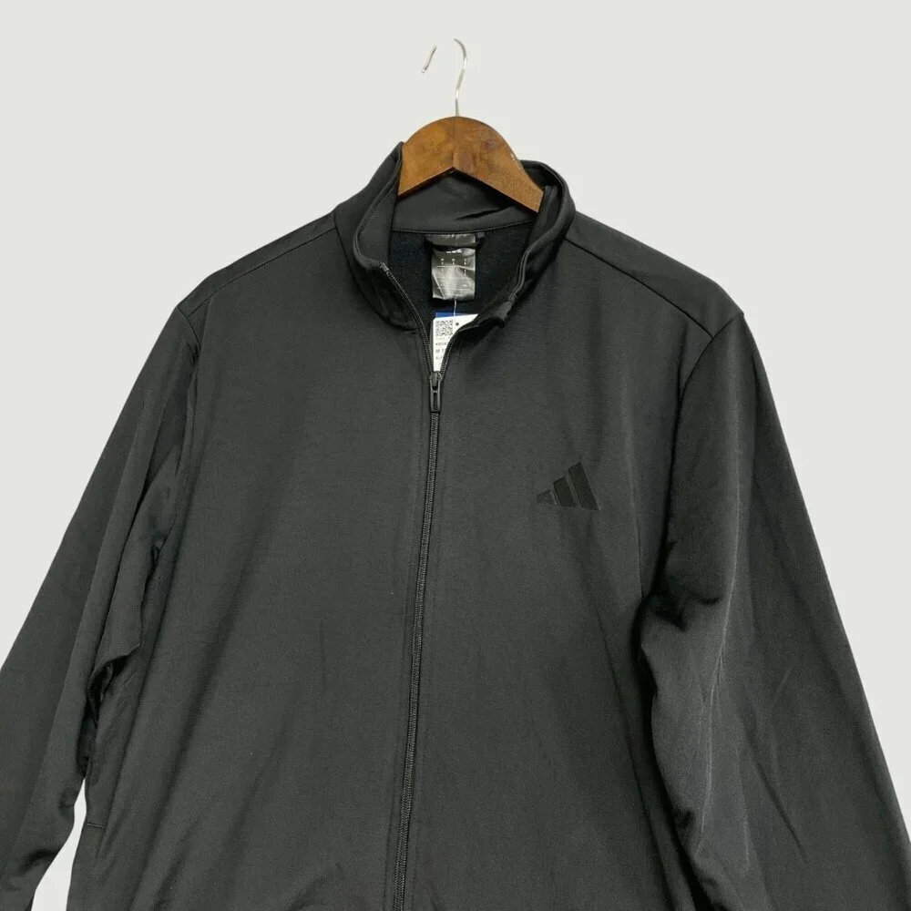 NEW Adidas Tricot FZ  Men's L Black Full-Zip Jacket Polyester Lightweight G1817